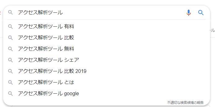 Google検索で表示される検索キーワードの候補