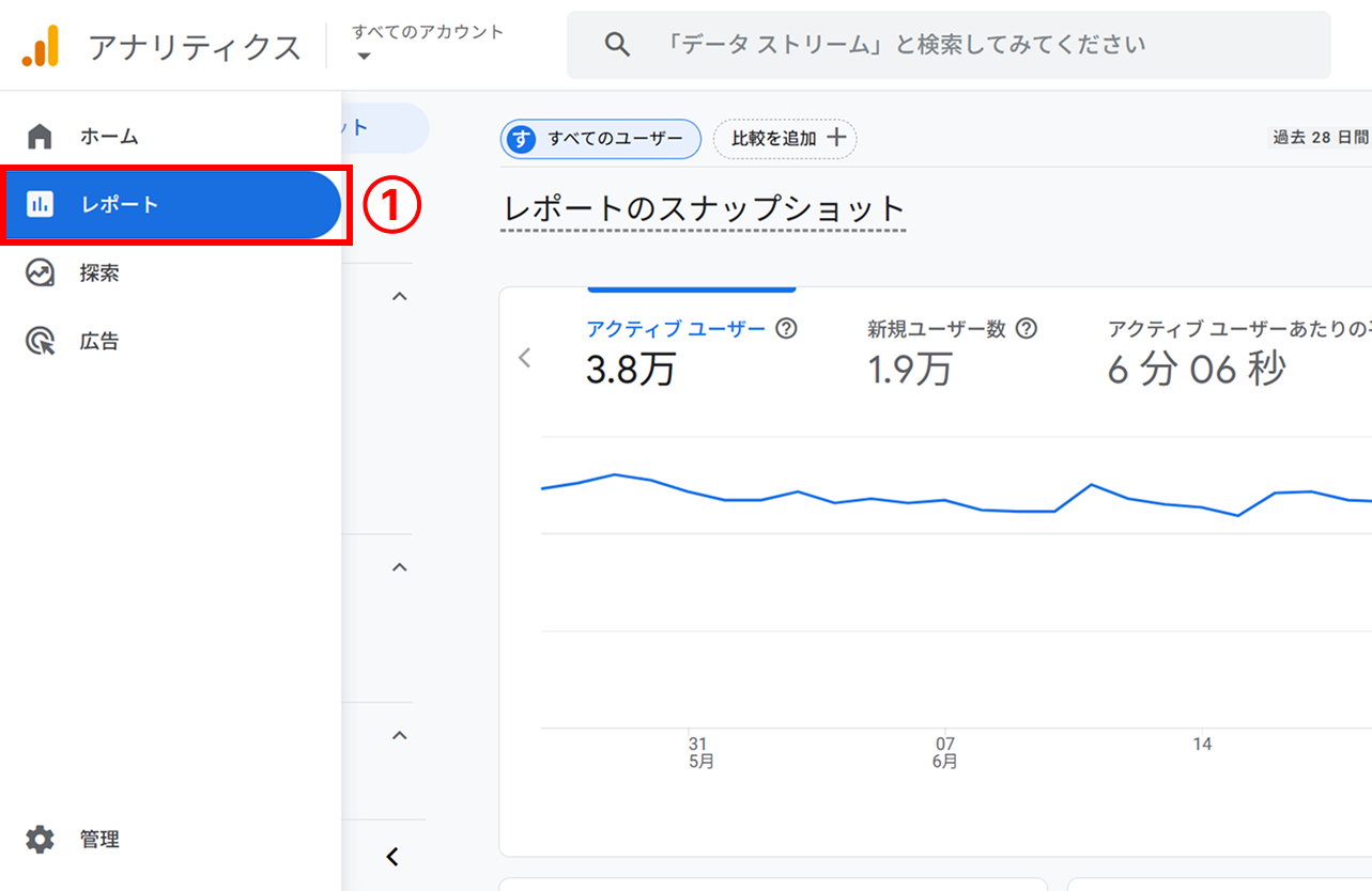連携したレポートをGA4のメニューに表示させる手順
