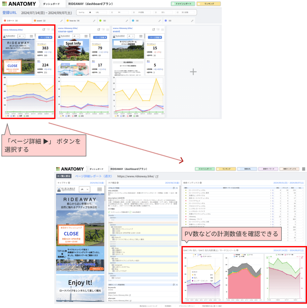 Webサイト分析ツール「アナトミー」の登録URL画面