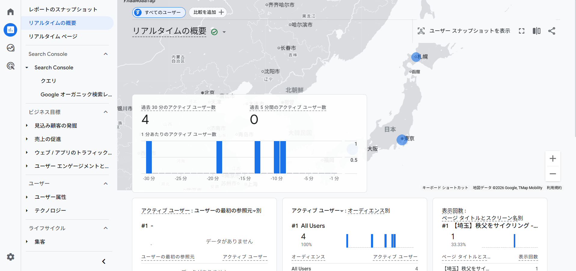 リアルタイムレポートでの確認方法