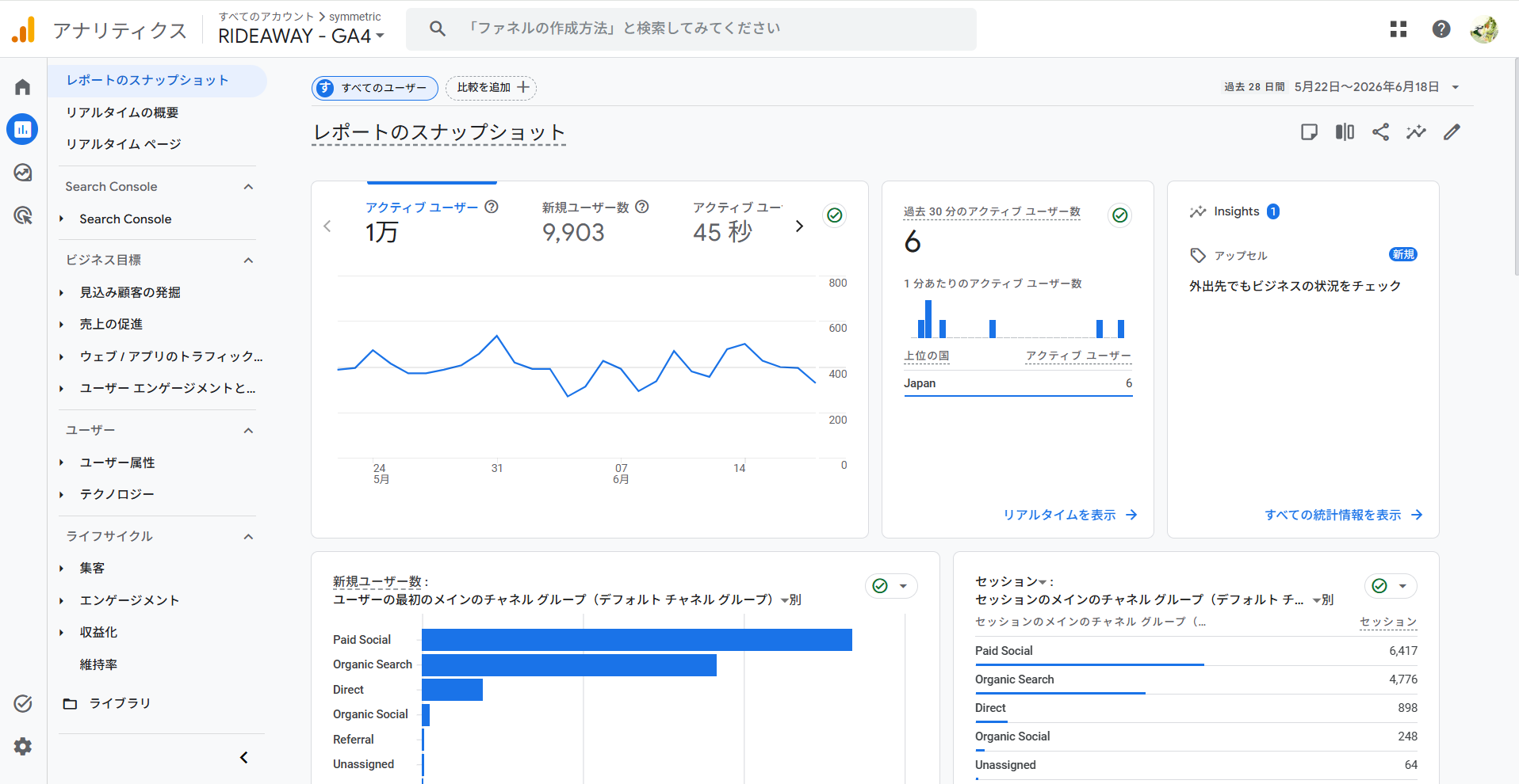 レポートのスナップショット