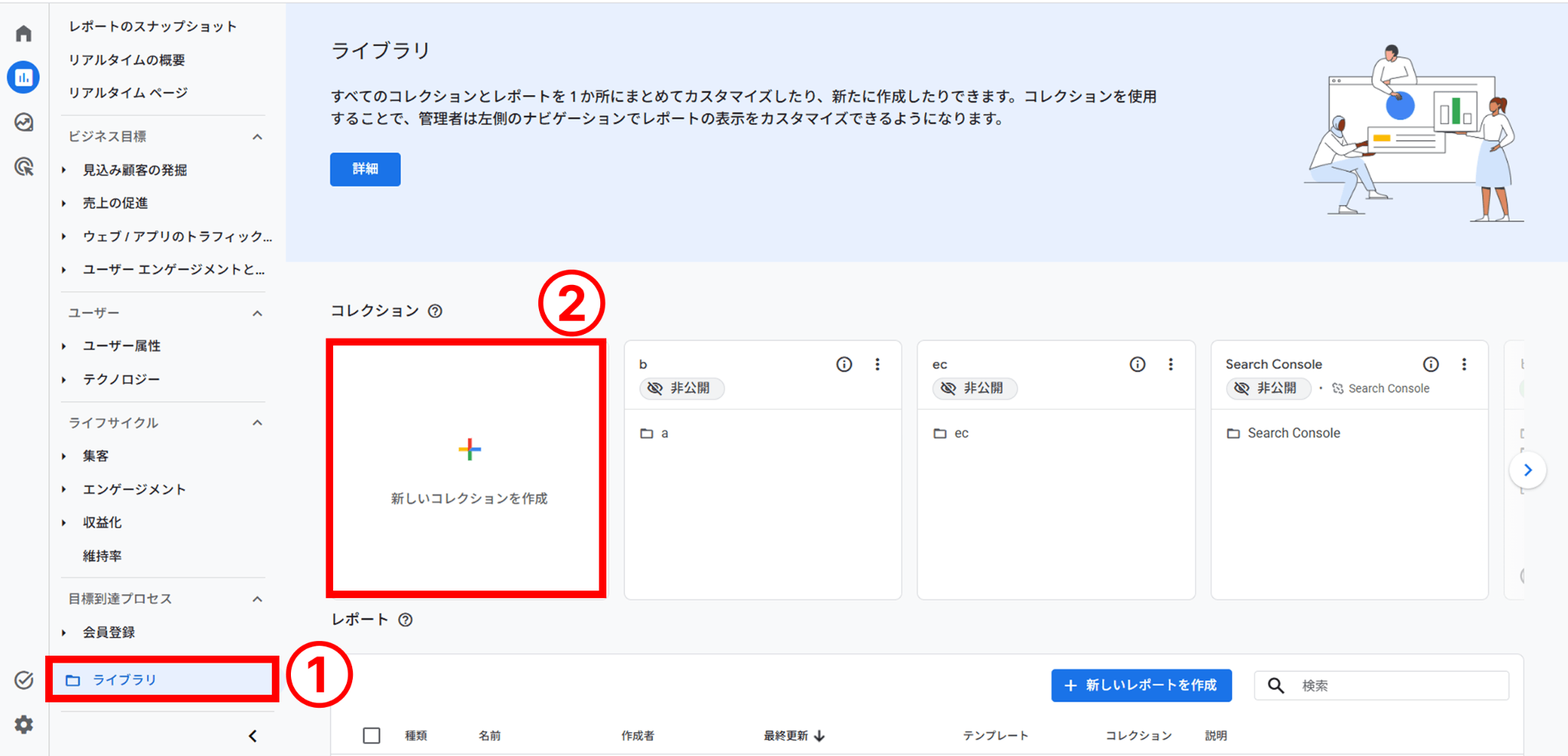 コレクションを作成する手順１