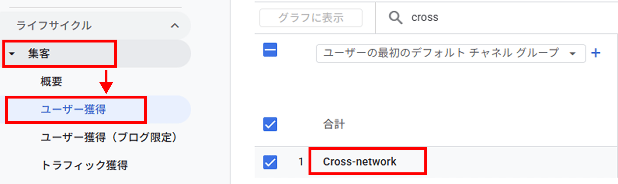 GA4でのCross-networkの確認方法②